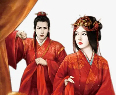 古风红衣男女图片免抠