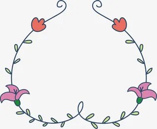 桃心花朵边框免抠