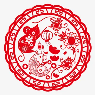 鼠年年年有余窗花免抠