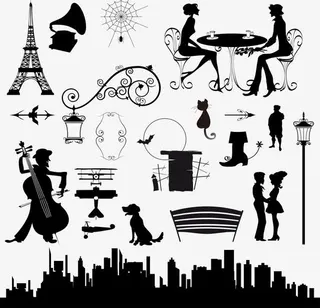 城市街头主题矢量素材,免抠