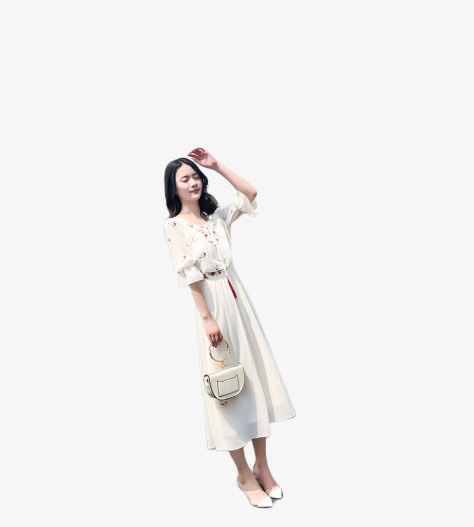 穿长裙的模特免抠