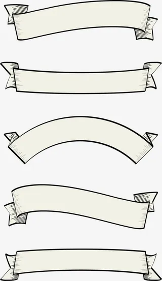 手绘彩带标题框免抠