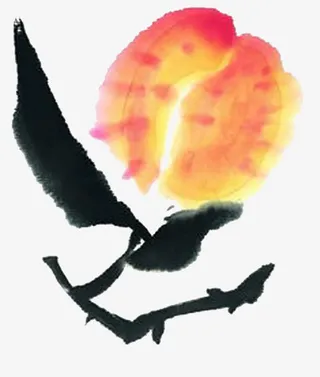 水墨桃子图免抠