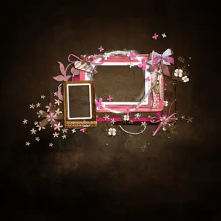 粉色花朵相框免抠