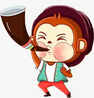 吹响号角的猴子免抠