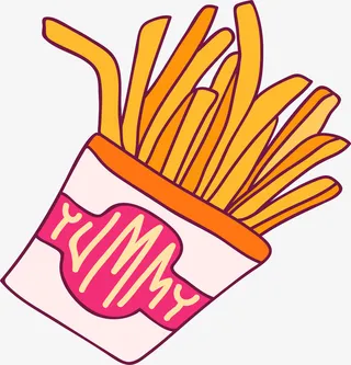 黄色卡通美味薯条免抠
