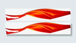 中国风红色丝带海报免抠