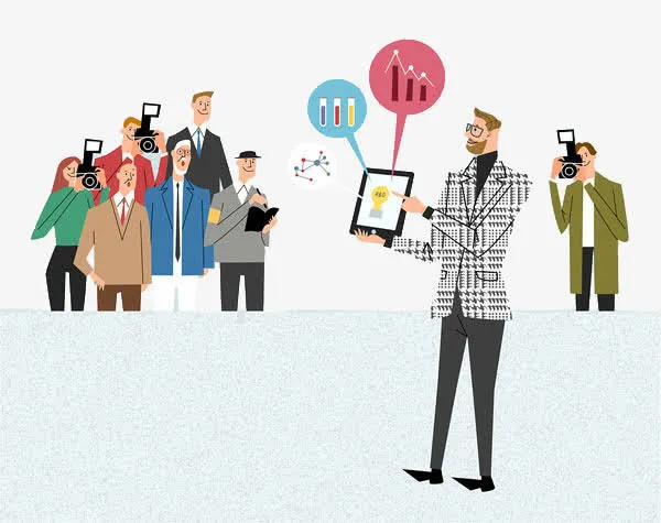 手绘新闻记者团介绍人员免抠