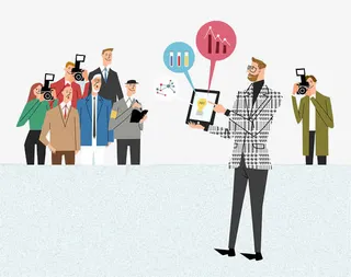 手绘新闻记者团介绍人员免抠