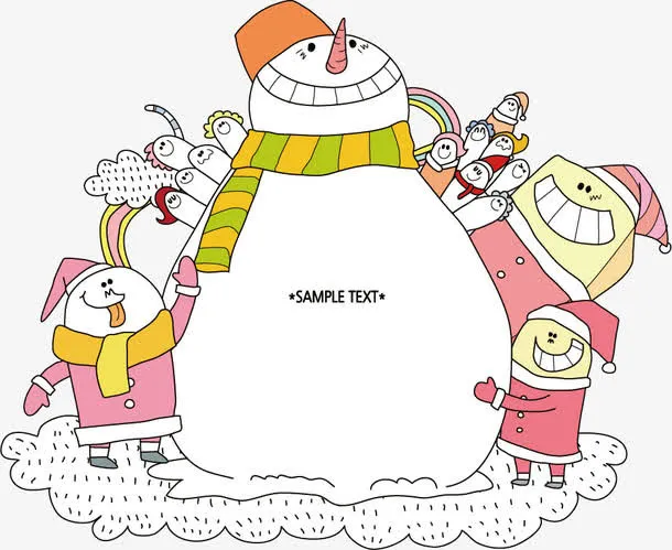 正在堆雪人的孩子们免抠