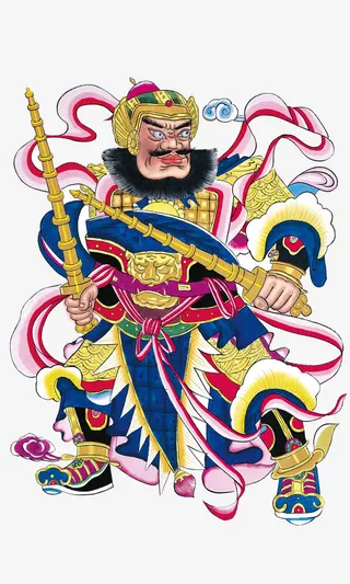 两只手拿着法器的门神免抠