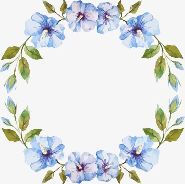 手绘清新花草花卉花环免抠