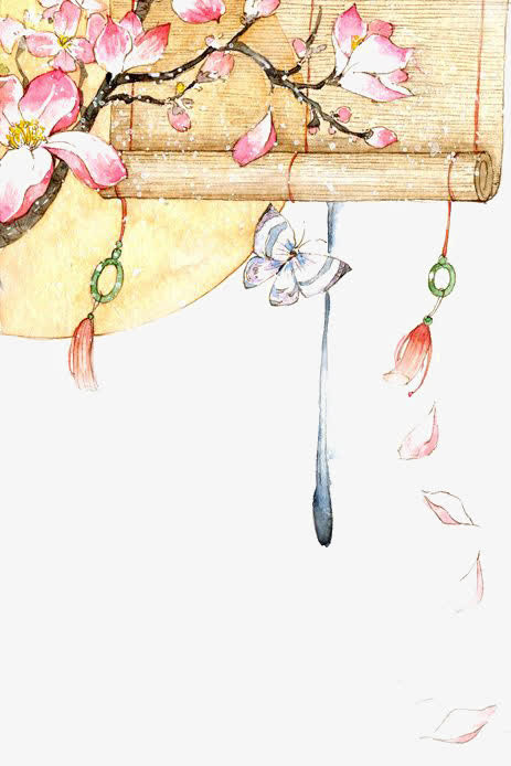 水彩卷帘免抠