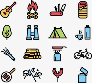 野营露营卡通图标免抠