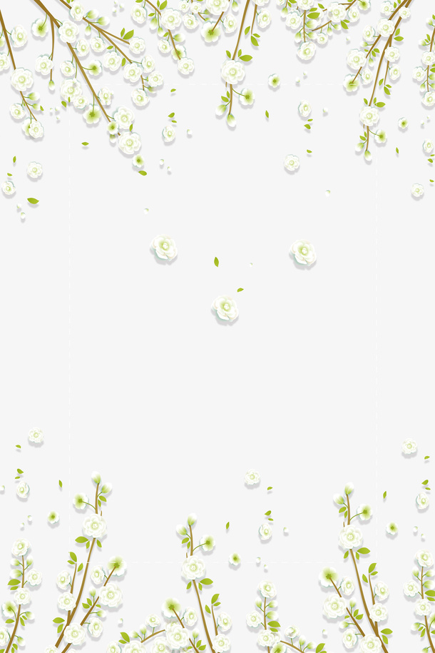 春天树叶纹理边框免抠