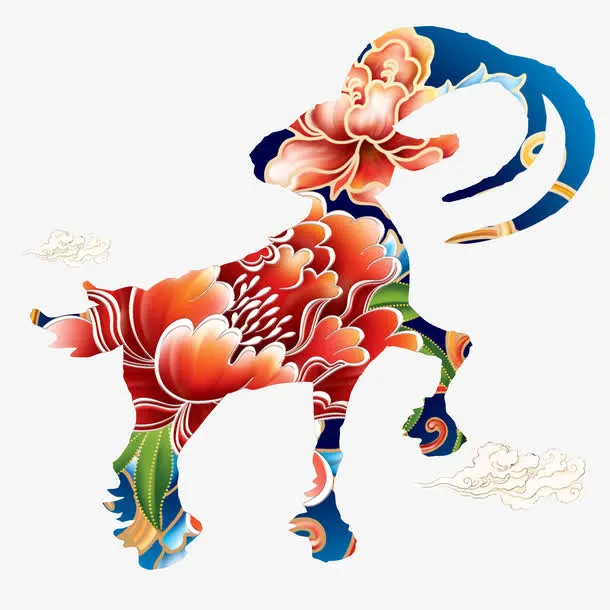 红色中国风节日羊年装饰免抠