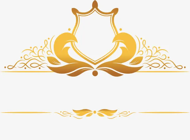 金色欧式花纹标题框免抠