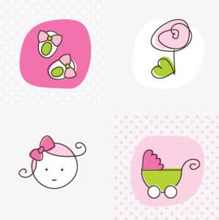 可爱婴儿物品主题矢量素材,免抠