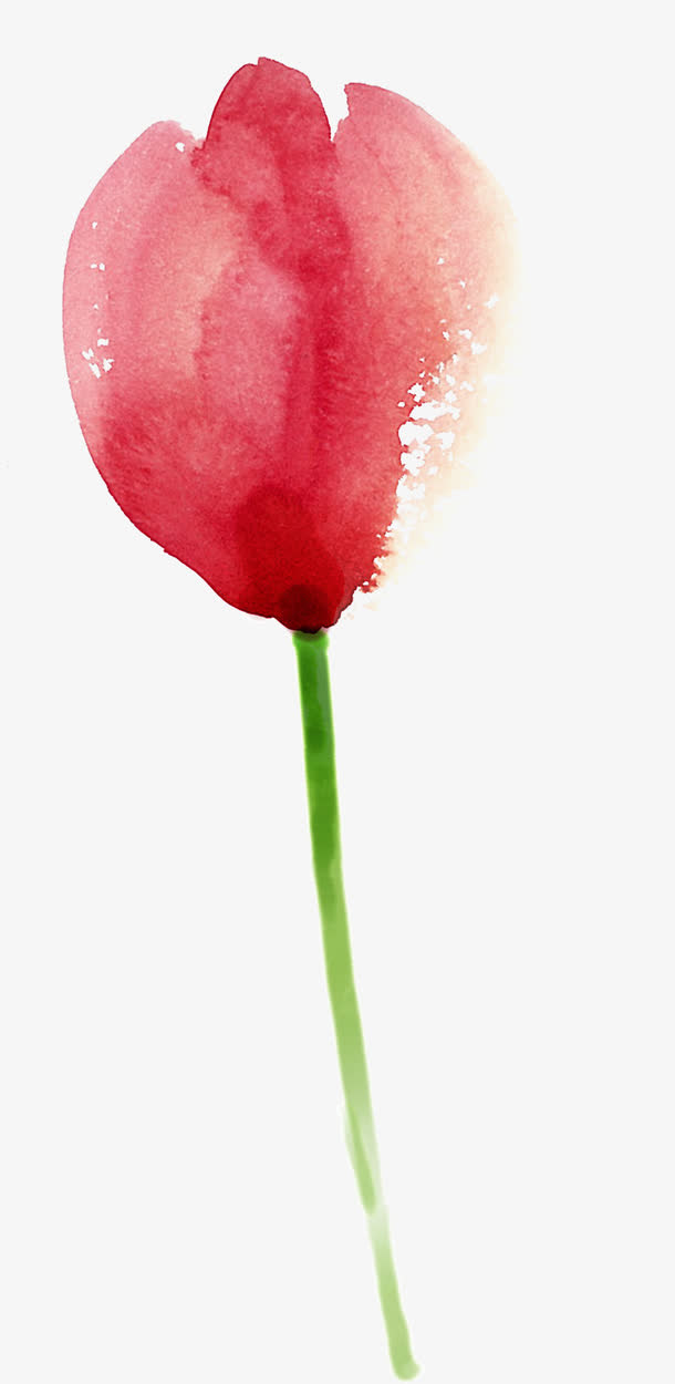 红色水彩手绘花瓣免抠