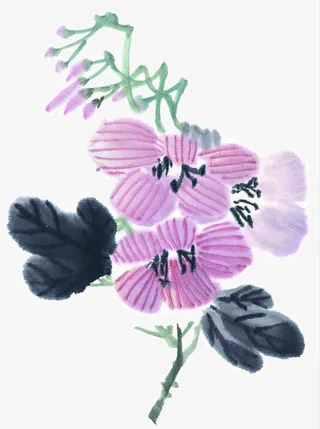 水墨画花免抠