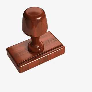 黄色手绘木章免抠