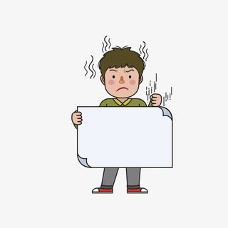 拿便利贴的生气男孩免抠