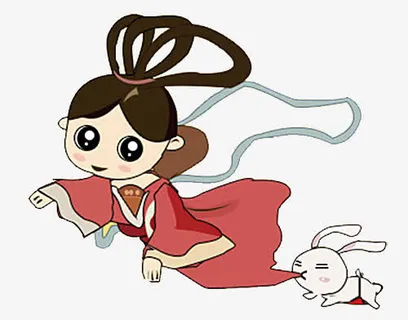 卡通手绘嫦娥月兔创意元素免抠