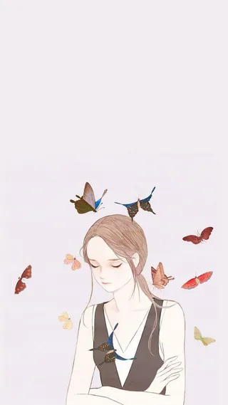 文艺简约森系女孩H5图高清