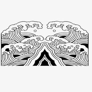 矢量海浪纹理黑色古典免抠