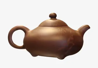 红泥圆形仿古紫砂壶免抠