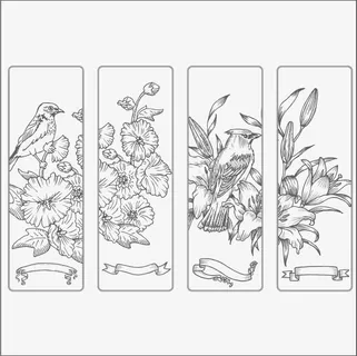 线描花鸟插画设计矢量素材免抠