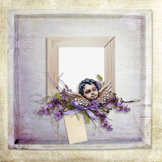 紫色花枝相框免抠