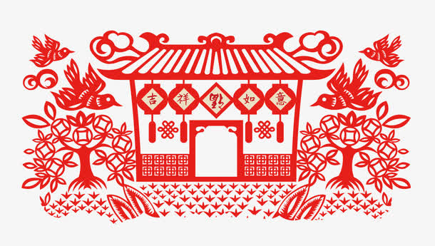 红色建筑免抠
