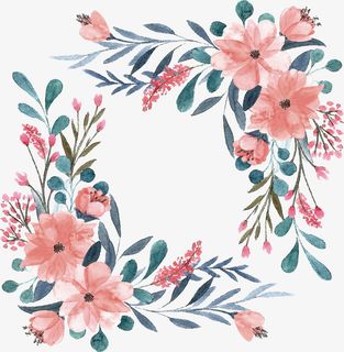 手绘精美粉色花藤免抠