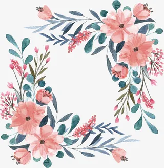 手绘精美粉色花藤免抠