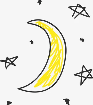 黄色线条涂鸦星空免抠