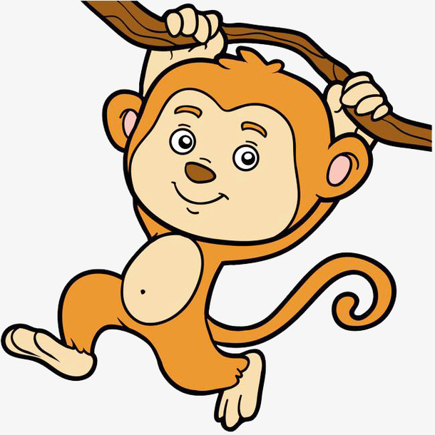吊树枝的小猴子免抠