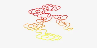 红黄透明吉利祥云图案免抠