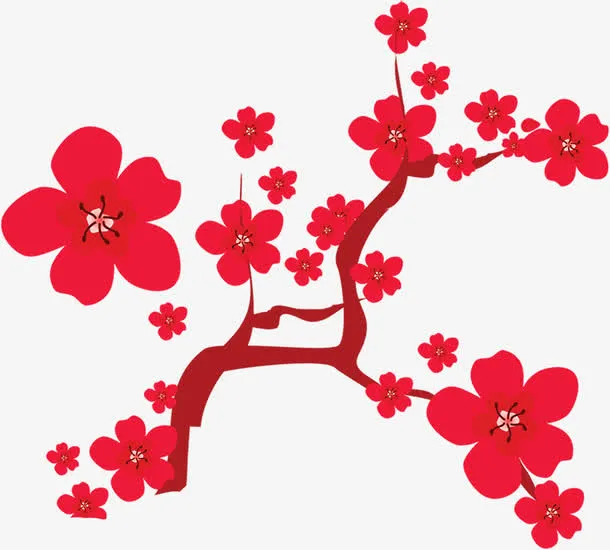 创意海报卡通手绘梅花设计免抠