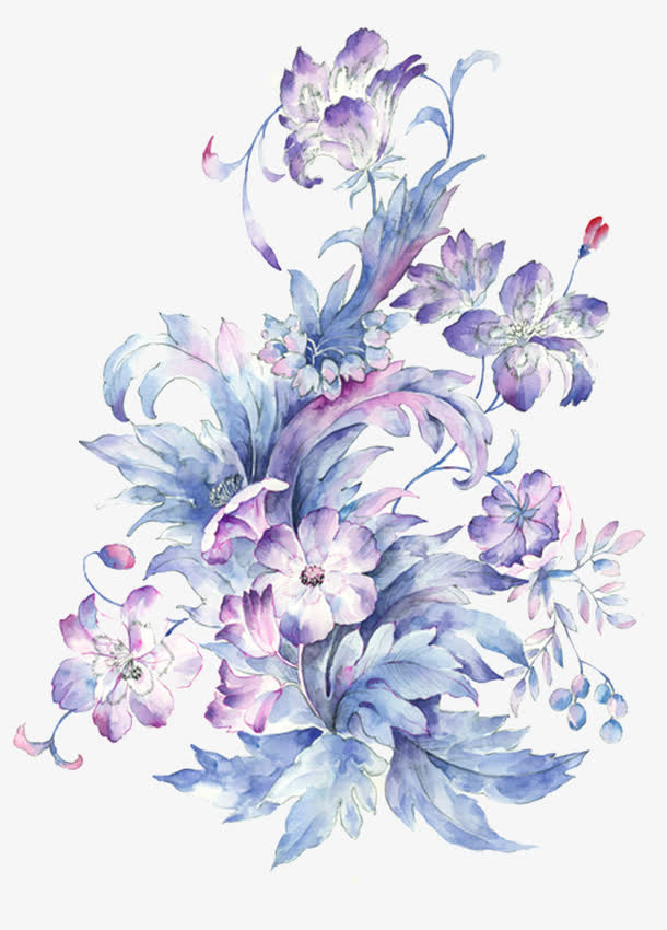 小清新手绘水彩花免抠