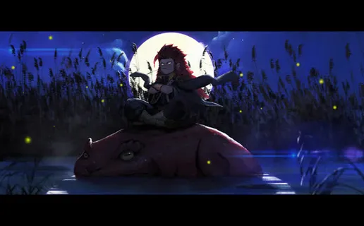 蓝色夜晚海上怪兽免抠