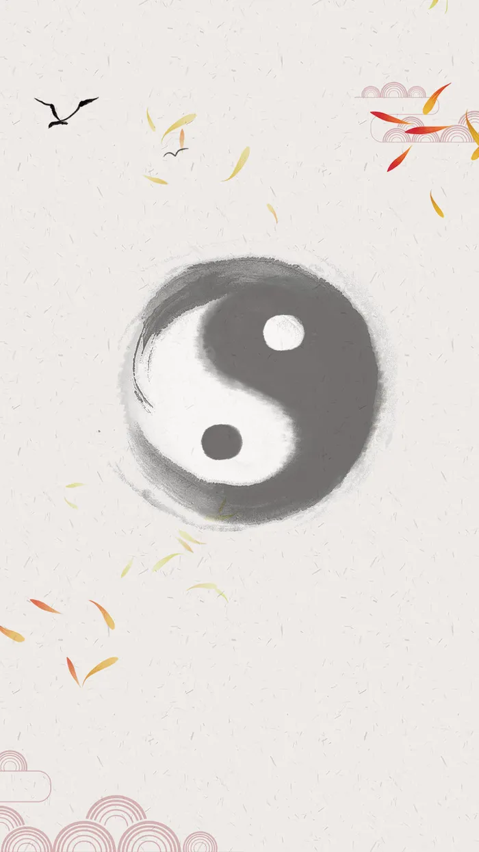 黄色中国风太极八卦PSD分层H5背景素材高清