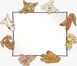 众多小狗拿白框免抠