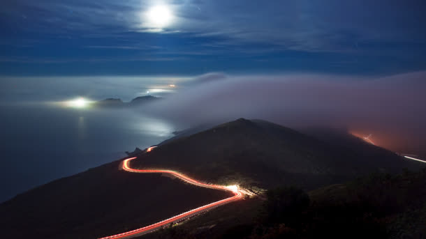 海景天空月亮海岛烟雾免抠