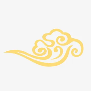 中国风金色祥云简笔画免抠