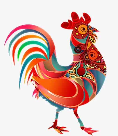 公鸡多色装饰画免抠