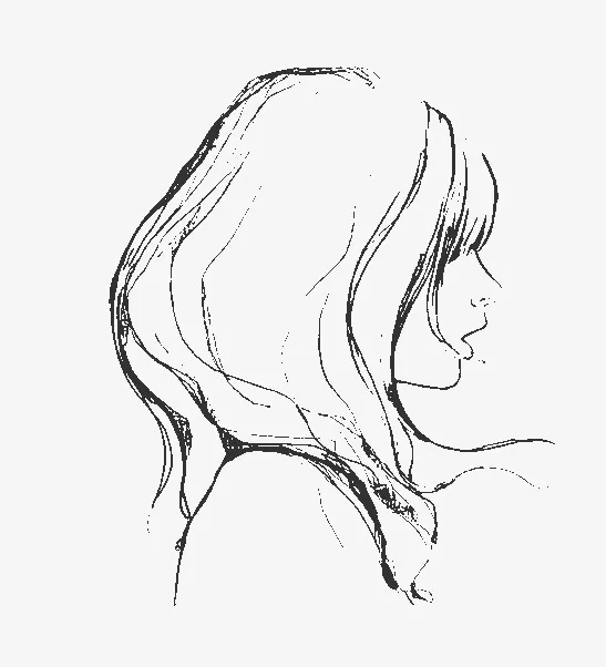 黑色手绘女人免抠