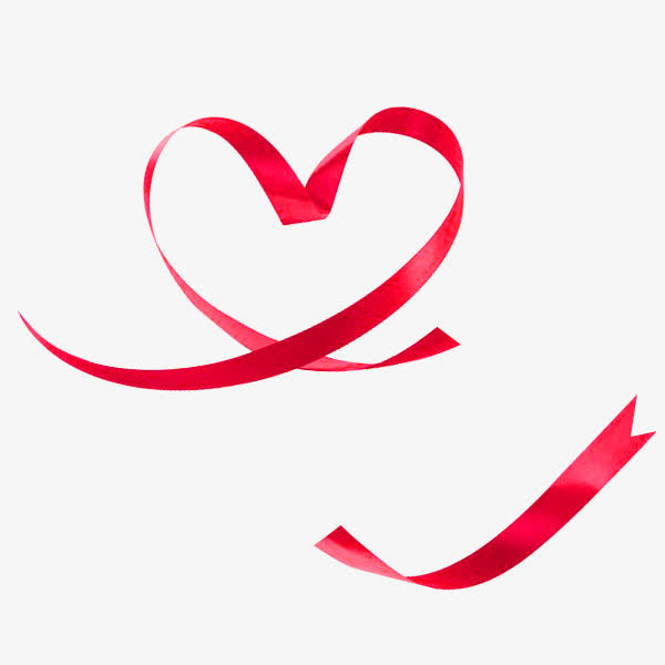 红色丝带爱心免抠