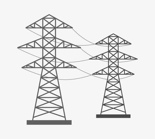 手绘黑色的电线塔免抠