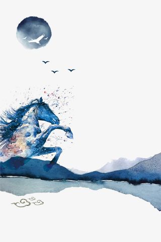 蓝色炫酷创意企业文化马背景免抠免抠